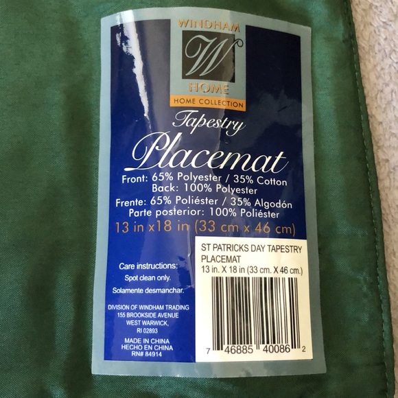 Windham Home St. Patrick’s Day Tapestry Placemat Shamrock 13x18 inches -Set of 2 - Picture 6 of 6